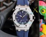 Copy Audemars Piguet Royal Oak Offshore Diver Watch Blue Dial Steel Case Blue Rubber Strap